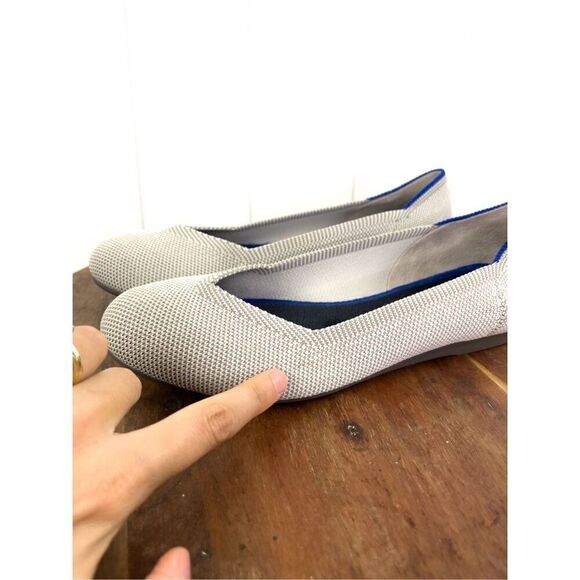 Rothy’s The Flat Birdseye Flax Grey Women's 6.5 Ballet Flats Retired Round Toe - Picture 3 of 8
